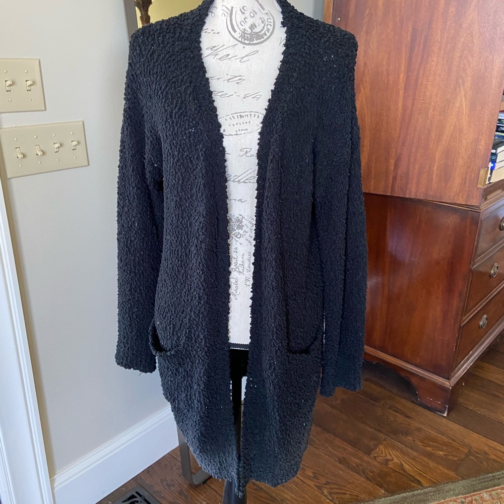 Listicle popcorn cardigan black size M